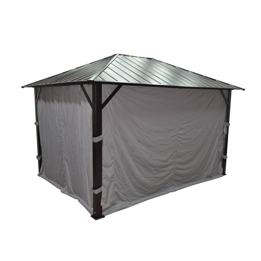 F. Corriveau International - Curtain for Gazebo 10' x 12' , Water resistant, Gray - - Mounts For Less