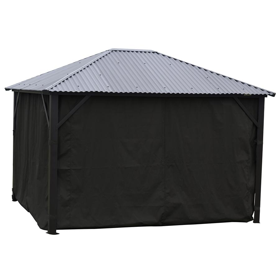 F. Corriveau International - Curtain for Gazebo 10' x 14', Water resistant, Black - - Mounts For Less