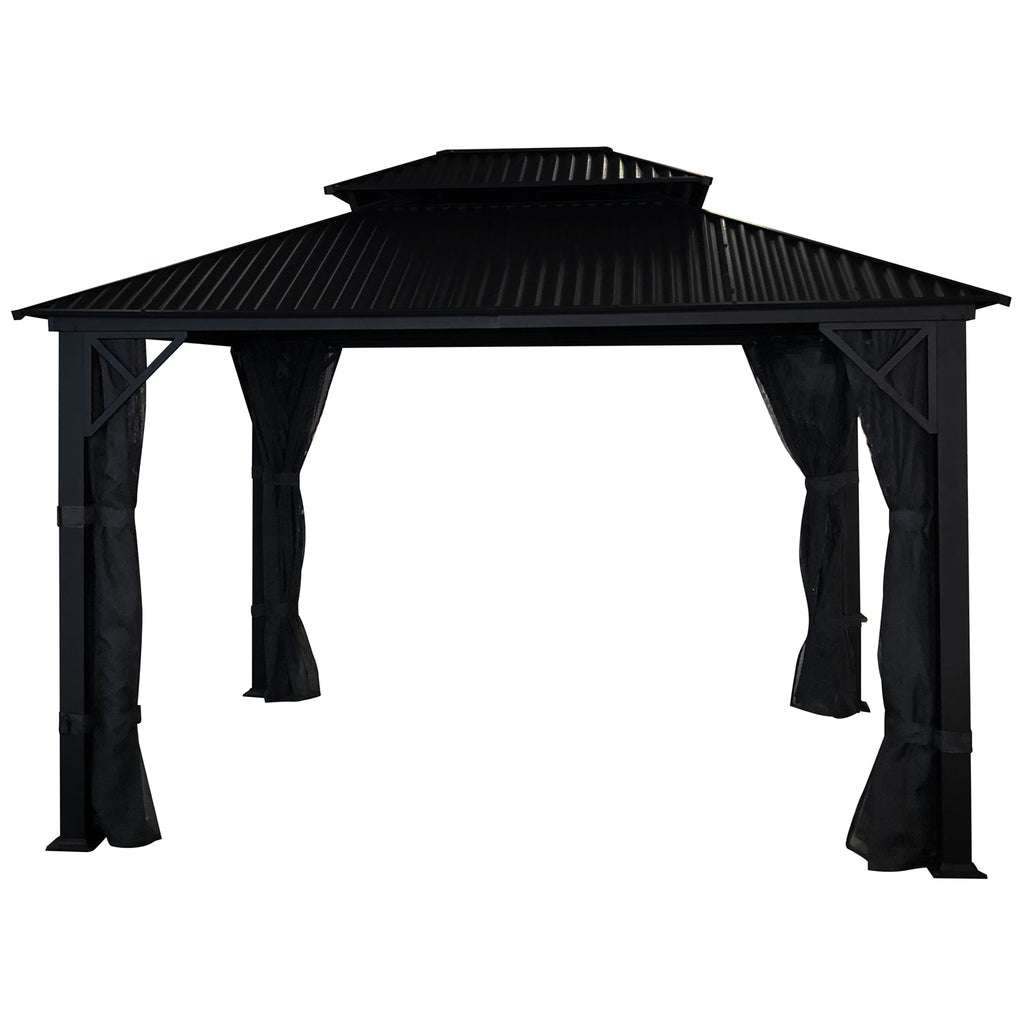 F. Corriveau International - Metropolis 4-Season Gazebo, Rust-Proof Aluminum Frame, 10' x 14', Black - - Mounts For Less
