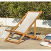F. Corriveau International - Outdoor Deck Chair, Three Reclining Levels, Wooden Frame, Ivory - - Mounts For Less
