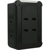 GE 13457 Wall Tap Surge Protector 4 Outlets, 4 USB Ports 800 Joules Black - - Mounts For Less