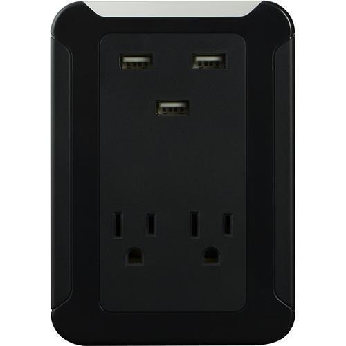 GE 2 Outlet With 3 USB Charging Ports Wall Tap Charging Station - - Mounts For Less