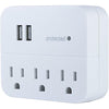 GE 37156 3 Wall Sockets with 2 USB Ports White - - Mounts For Less
