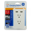 GE Wall Tap Charging Station 2 Outlets and 2 USB 2.1A Charging Ports White - - Mounts For Less