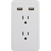GE Wall Tap Charging Station 2 Outlets and 2 USB 2.1A Charging Ports White - - Mounts For Less