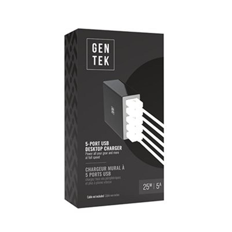 Gentek 5 Ports USB Desktop Charger Black - - Mounts For Less