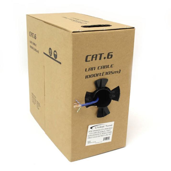 GlobalTone 02059 Bulk Ethernet Network Cable 23AWG Cat6 UTP CCA Blue 1000 Ft - - Mounts For Less