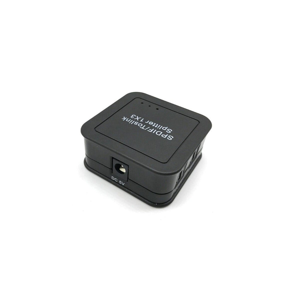 GlobalTone - 3-Way Digital Optical Audio Splitter, 3 Toslink Ports, Black - - Mounts For Less
