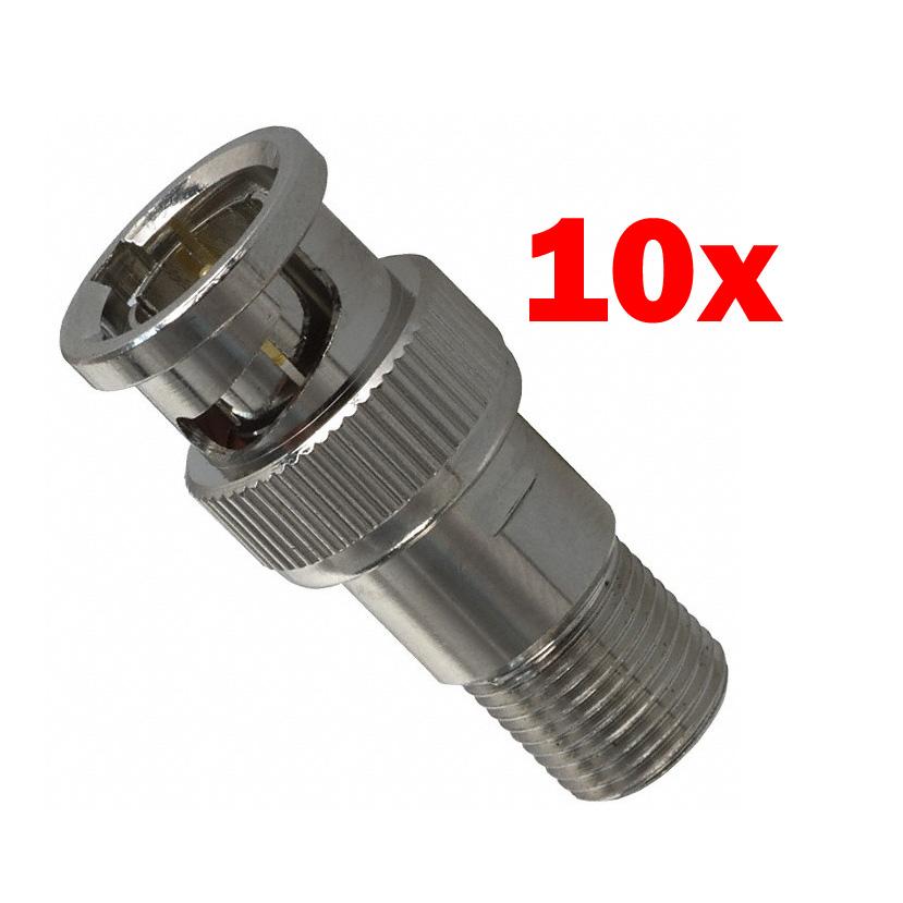 GlobalTone Cable adapter Coaxial F-Type female to BNC male (10 Pack) - - Mounts For Less