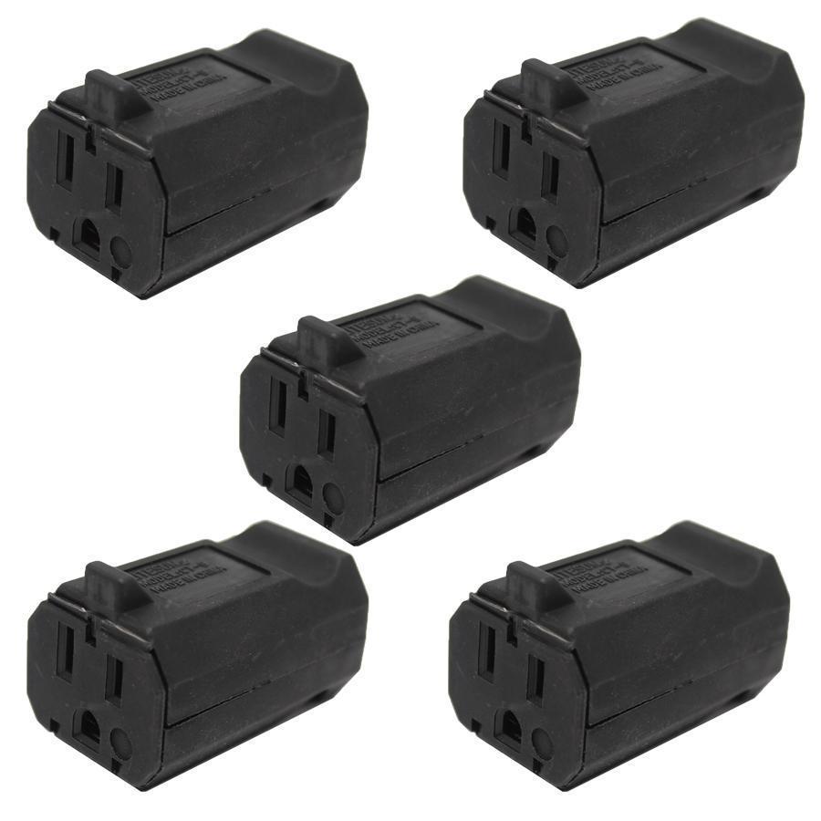 GlobalTone Female Plug for Nema Power Cable 5-15P 125vac 15A 16-14awg SJT Black Pack of 5 - - Mounts For Less