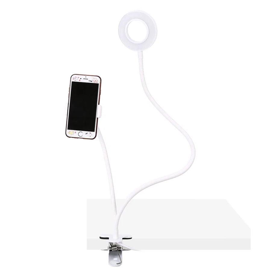 GlobalTone - Phone Holder with Ring Light for Selfie, White - - Mounts For Less