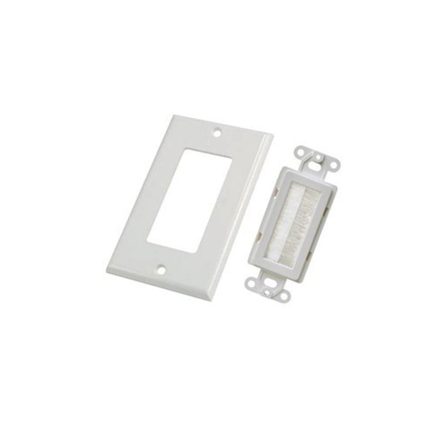 GlobalTone - Plastic Decora Wall Plate with Brush for 1 Device, White - - Mounts For Less