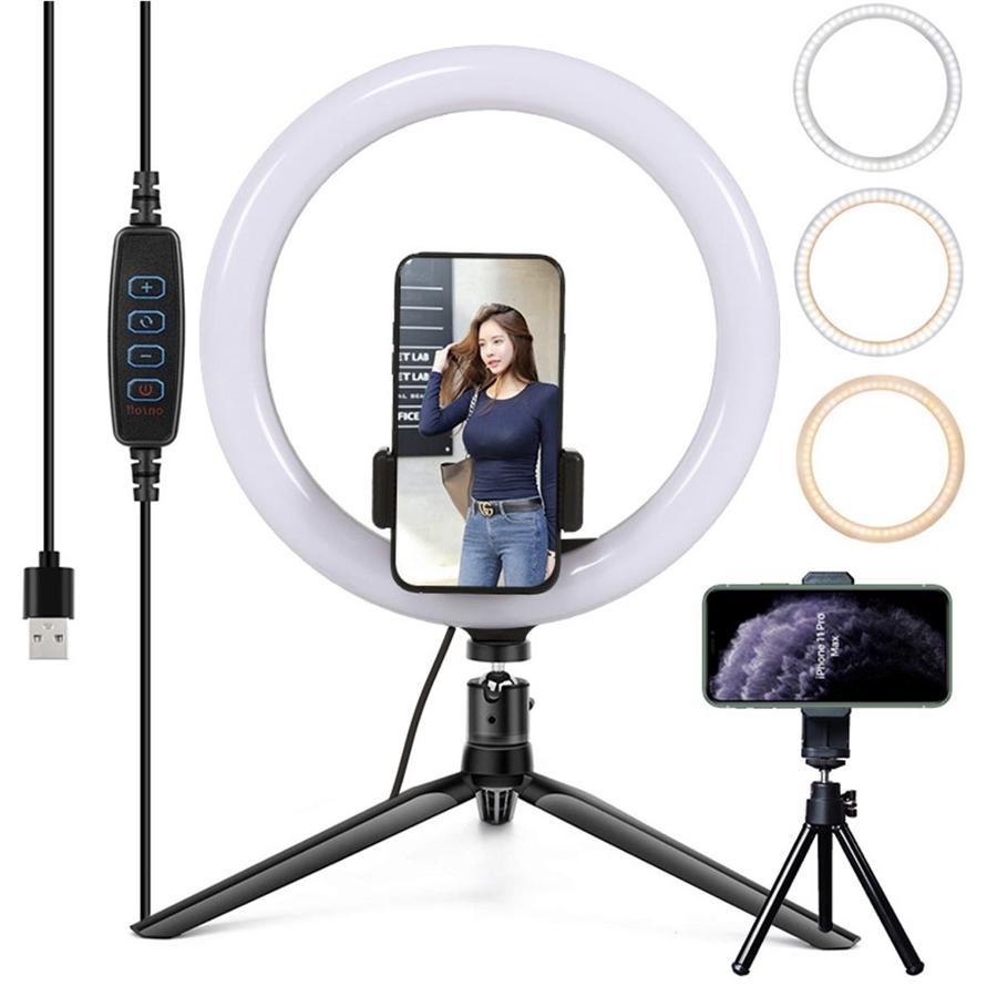 GlobalTone - Set of 2 Phone Mounts with 2 Tripods and 10 '' Ring of Light, Black - - Mounts For Less