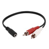 GlobalTone Stereo Cable 3.5mm (1/8'') Female to 2 RCA Male 15 cm Black - - Mounts For Less