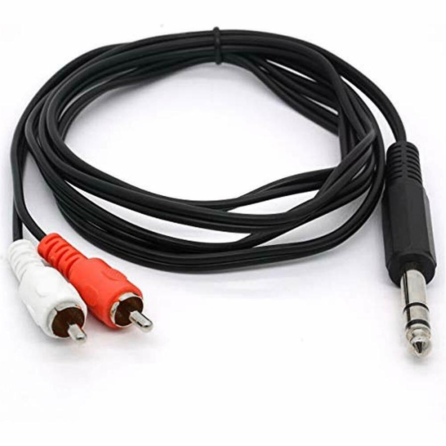 GlobalTone Stereo Cable 6.3mm (1/4 '') Male to 2 RCA Male 15 cm Black - - Mounts For Less