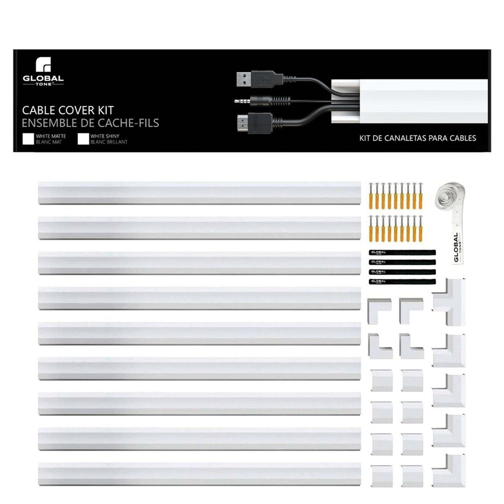 GlobalTone - Wall Mount Wire Cover Kit, 150 Inch Length, Paintable, Matte White - - Mounts For Less