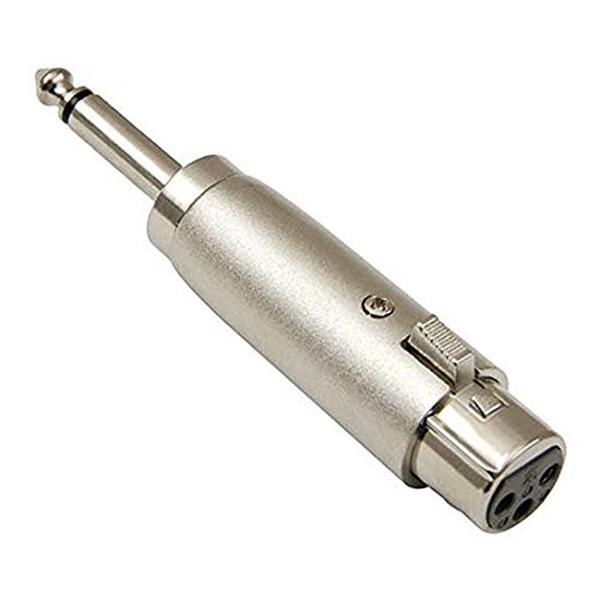 GlobalTone XLR Female to 6.3mm (1/4'') Male Microphone Plug Adapter Silver - - Mounts For Less