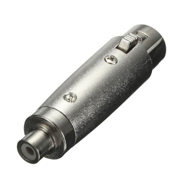 GlobalTone XLR Female to RCA Female 3 Pin Microphone Plug Adapter Silver - - Mounts For Less
