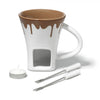 Gourmet - Chocolate Fondue Set for 2 People, 200mL Capacity, White - - Mounts For Less