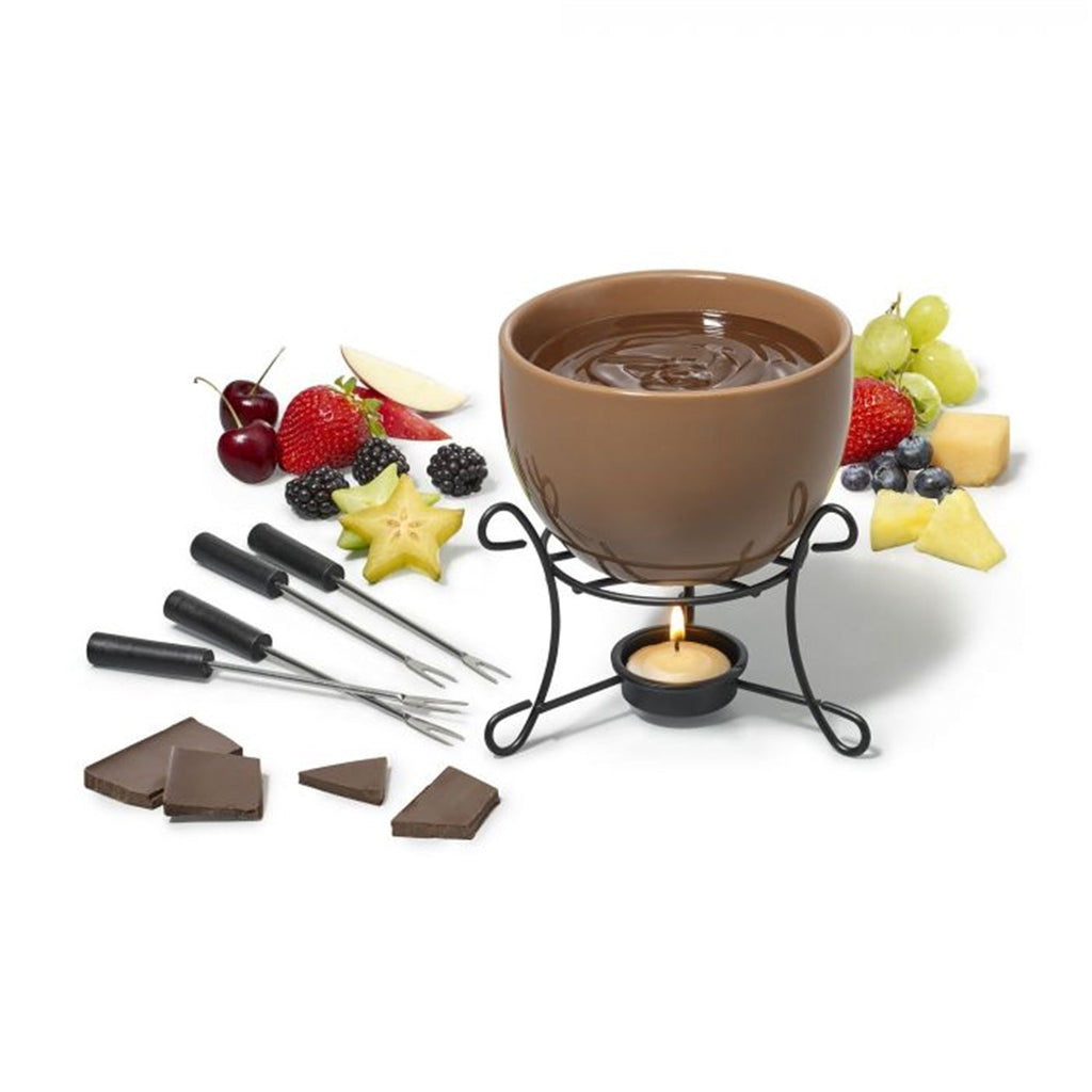 Gourmet - Chocolate Fondue Set for 4 People, 480mL Capacity, Brown - - Mounts For Less