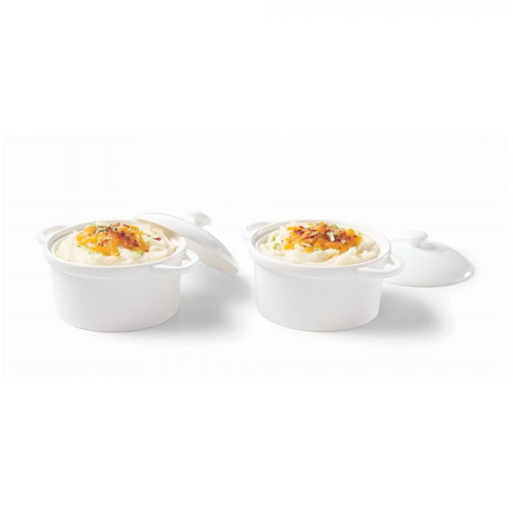 Gourmet - Set of 2 Porcelain Mini Saucepans, 250mL Capacity, Oven Safe, White - - Mounts For Less