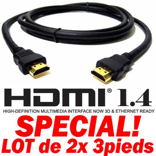 HDMI Cable v1.4 support 3D and Ethernet 1080p 3 feets (2 Pack) - - Mounts For Less