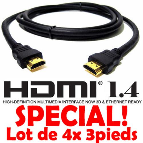HDMI Cable v1.4 support 3D and Ethernet 1080p 3 feets (4 Pack) - - Mounts For Less