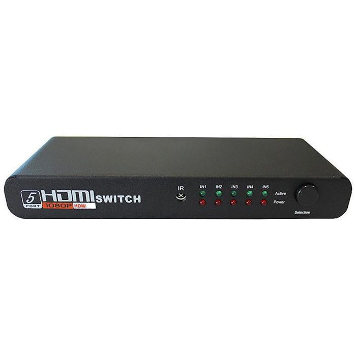 HDMI Switcher 5 Inputs/1 Outputs + Remote Control 1080p Black - - Mounts For Less