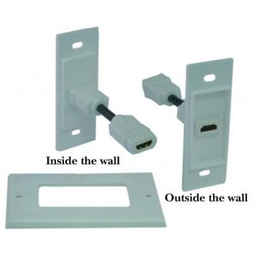 HDMI Wall Plate (1 F/F flexible coupler) 1080p 1.4 White - - Mounts For Less
