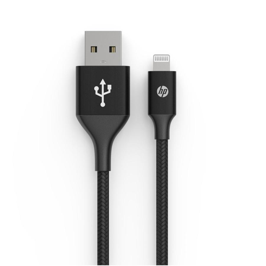 HP - USB A to Lightning Cable, Charge and Sync, Aluminum Alloy, 2 Meter Length, Black - - Mounts For Less
