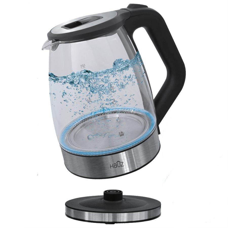 Hauz AGK666 1.7L Stainless Steel Cordless Glass Kettle with LED Base Black - - Mounts For Less