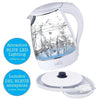 Hauz Blue LED Illuminated Glass Kettle 7 Cups 1.7 Liters White - - Mounts For Less