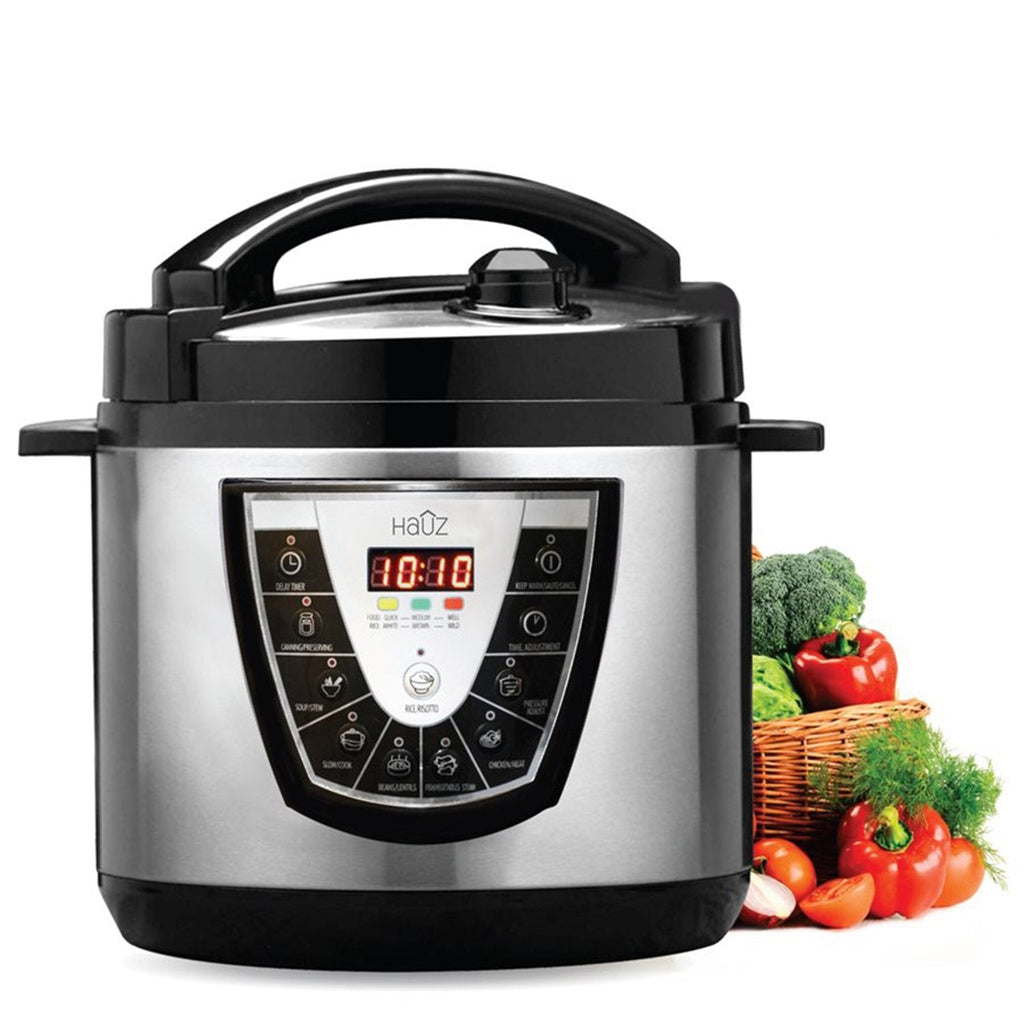 Hauz - Electronic Pressure Cooker with 8 Cooking Modes, 5.7 Liter Capacity, Stainless Steel - - Mounts For Less
