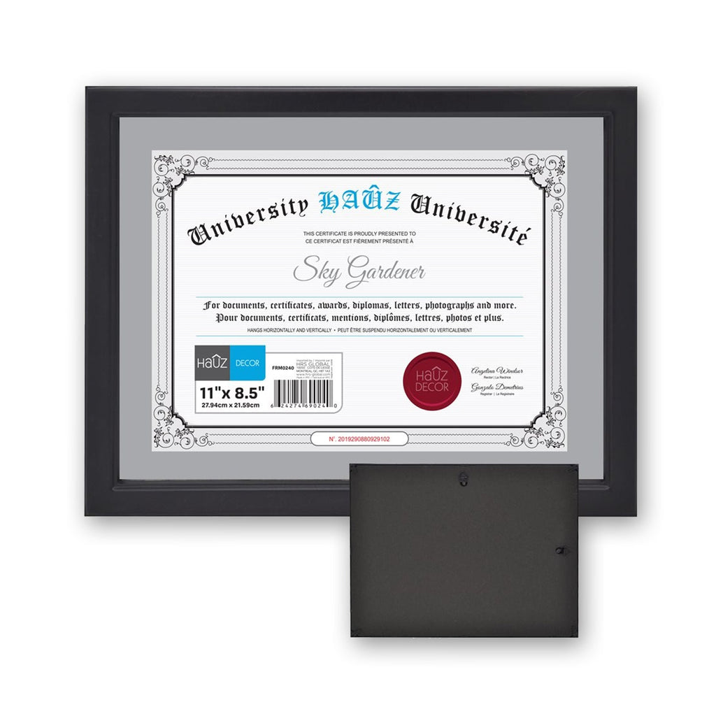 Hauz FRM0240 - 8.5x11 Document Or Picture Frame Black - - Mounts For Less