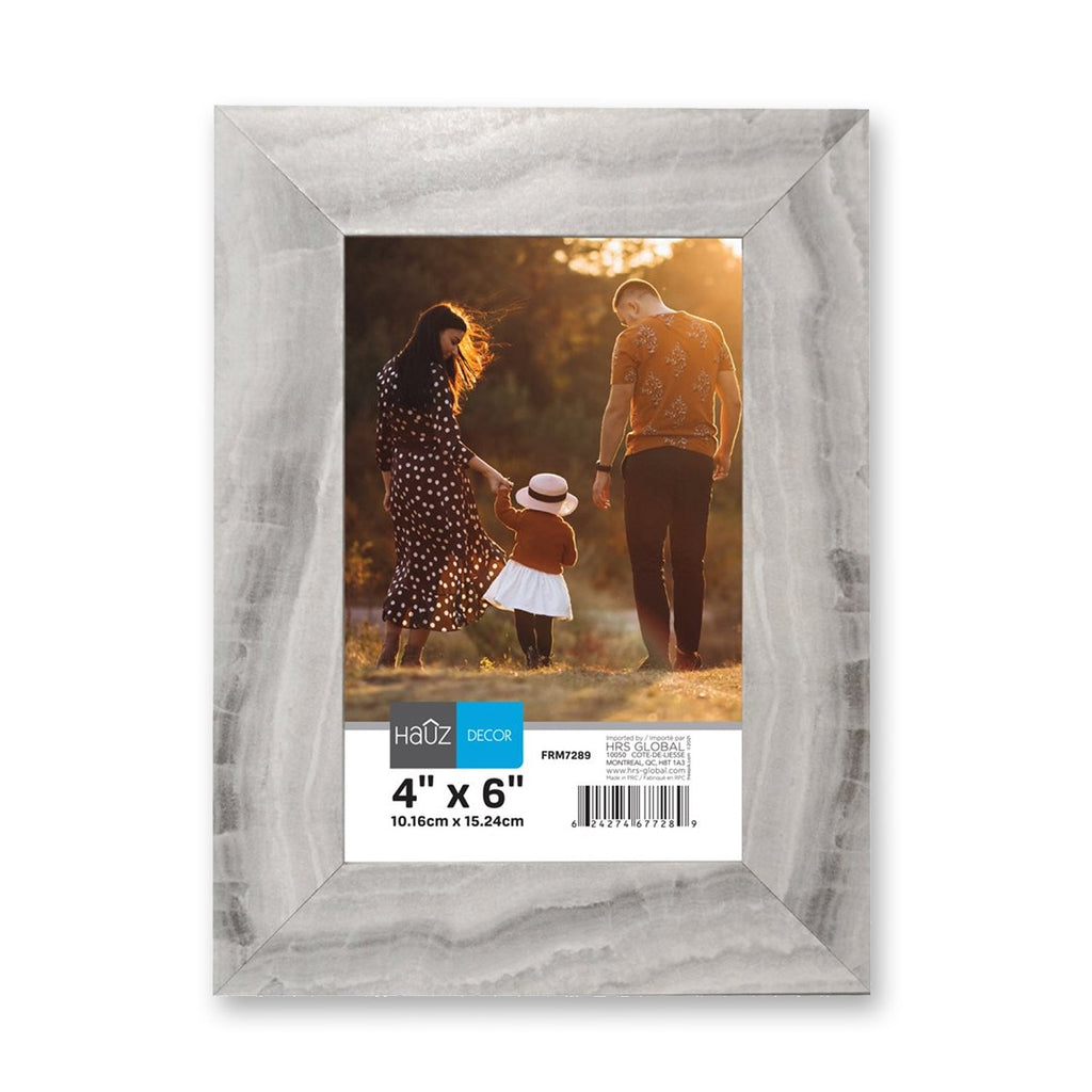 Hauz FRM7289 - 4x6 Picture Frame White & Grey Marble Finish - - Mounts For Less