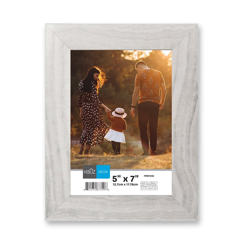 Hauz FRM7296 - 5x7 Picture Frame White & Grey Marble Finish - - Mounts For Less