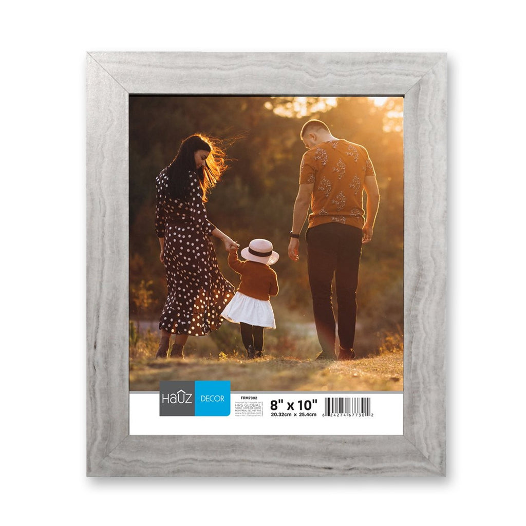 Hauz FRM7302 - 8x10 Picture Frame White & Grey Marble Finish - - Mounts For Less