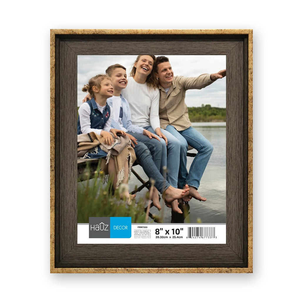 Hauz FRM7333 - 8x10 Picture Frame Dark Oak & Aged Metal - - Mounts For Less