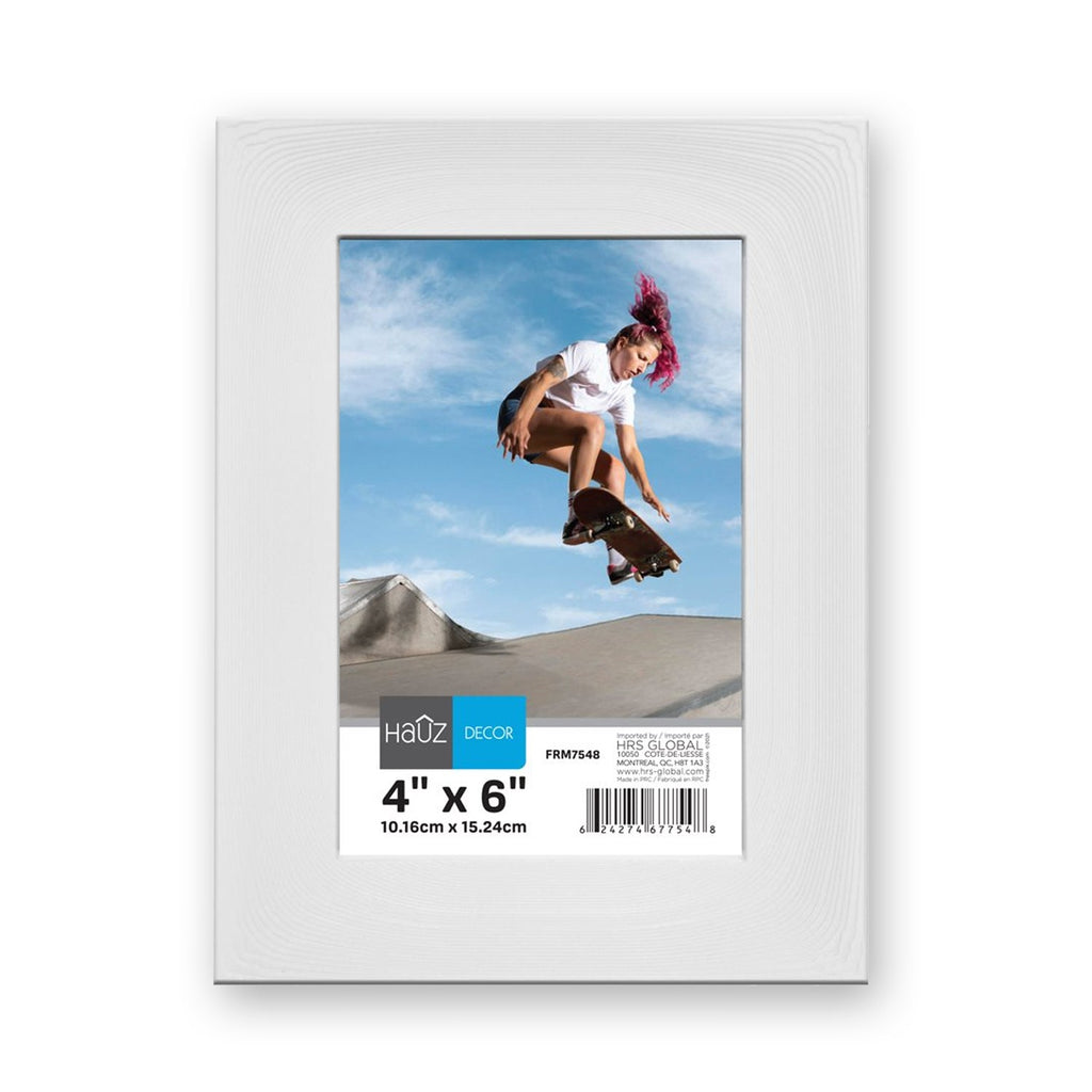 Hauz FRM7548 - 4x6 White Curved Picture Frame Wood Texture - - Mounts For Less