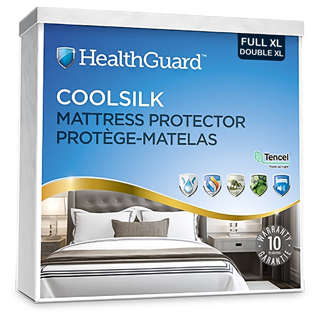 HealthGuard Coolsilk 5 Sided Tencel Jersey Waterproof Mattress Protector Full Extra Long - - Mounts For Less
