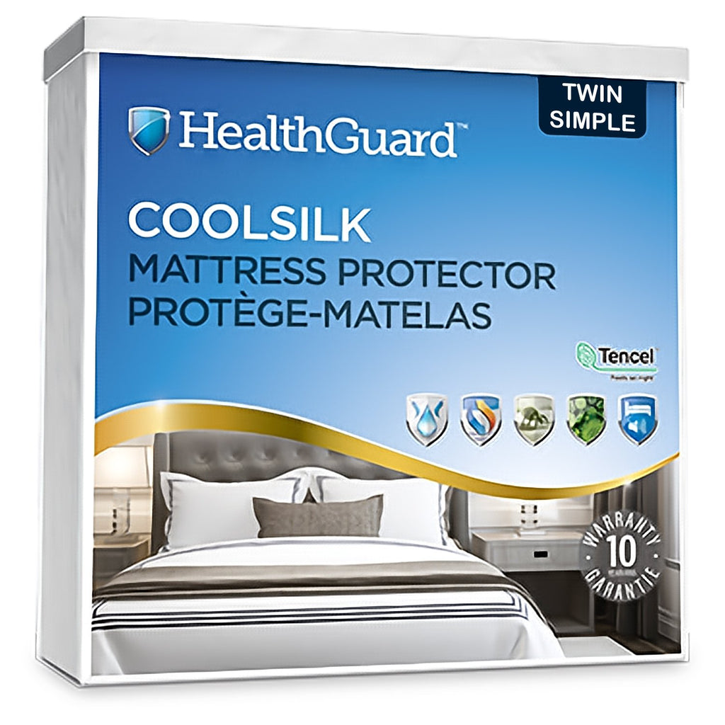 HealthGuard Coolsilk 5 Sided Tencel Jersey Waterproof Mattress Protector Twin - - Mounts For Less
