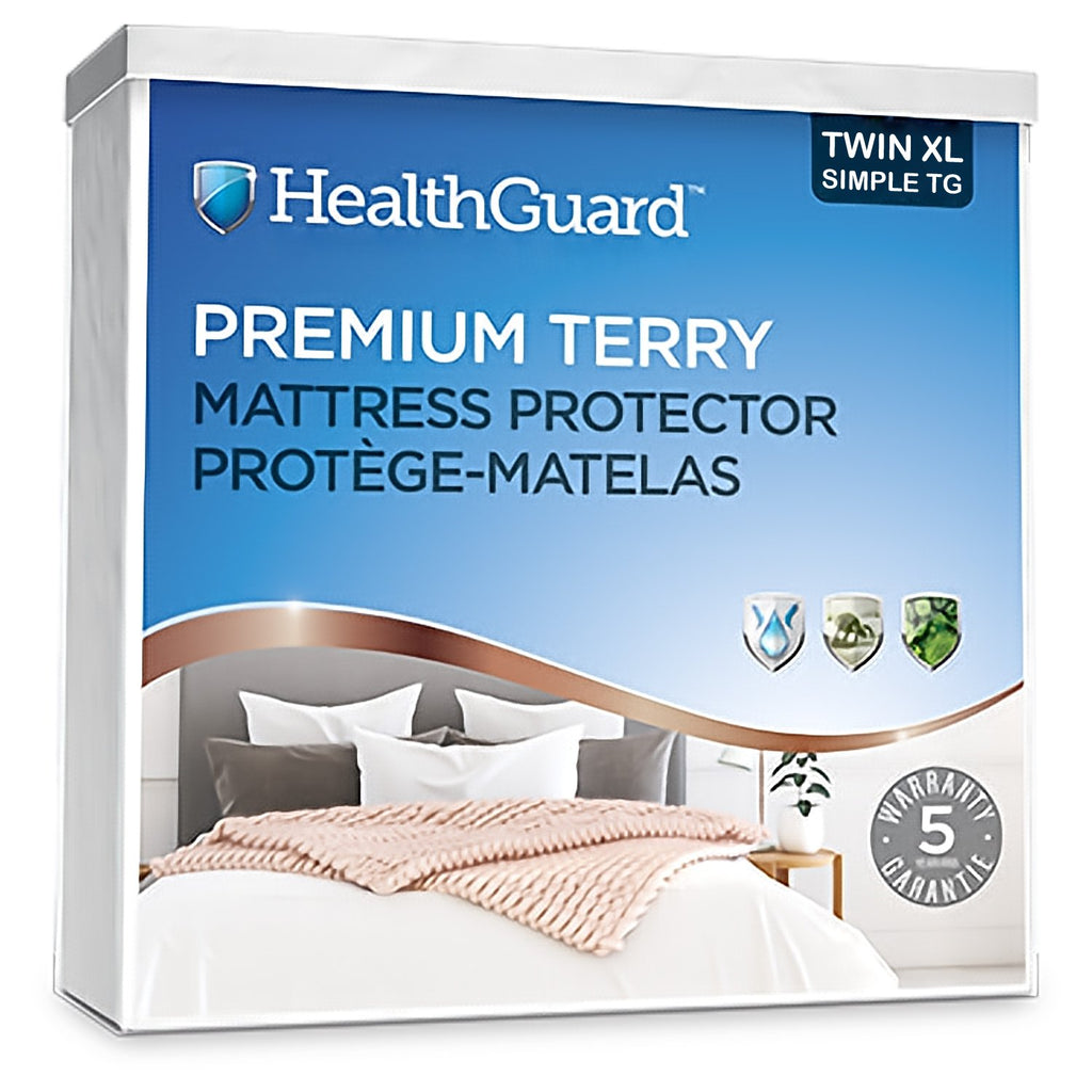 HealthGuard Premium Terry Waterproof Mattress Protector Twin Extra Long - - Mounts For Less