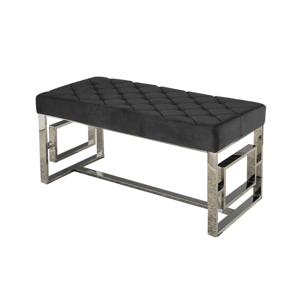 IFDC - Bench with Padded Seat and Chrome Leg, 39''x19''x19 '', Black Velor - - Mounts For Less