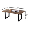 IFDC - Coffee Table with Metal Legs, 44" x 24" x 18", Brown Wood Pattern - - Mounts For Less