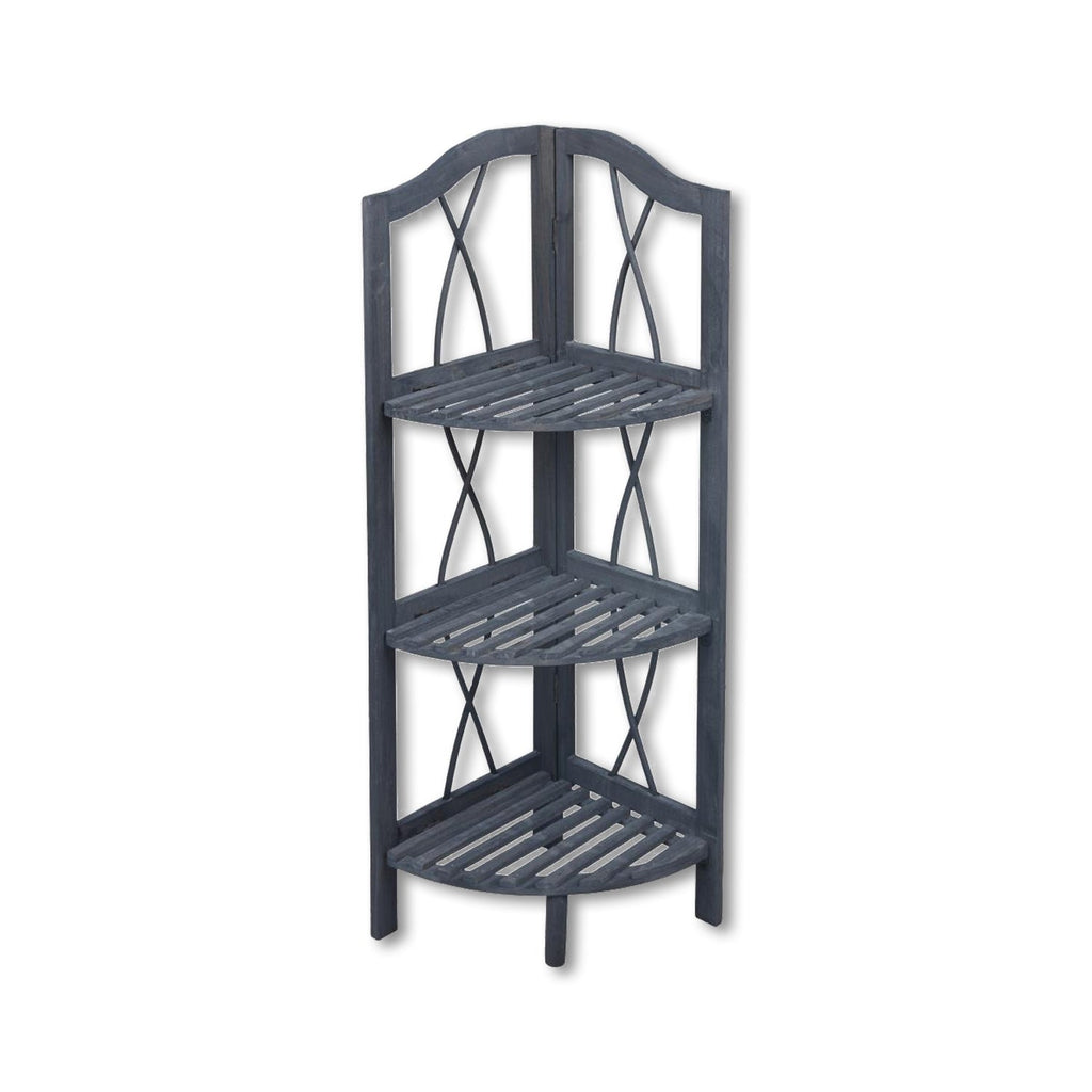 ITY International - 3 Tier Corner Shelf, 10.5"x10.5"x33.5", Gray - - Mounts For Less