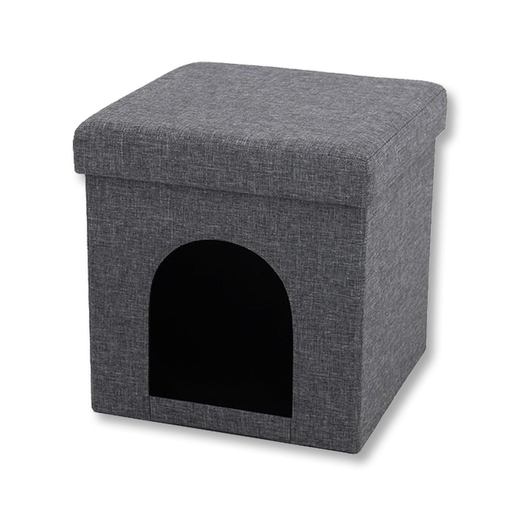 ITY International - Foldable Ottoman/Footrest with Pet Hideout, 15"x15"x15", Gray - - Mounts For Less
