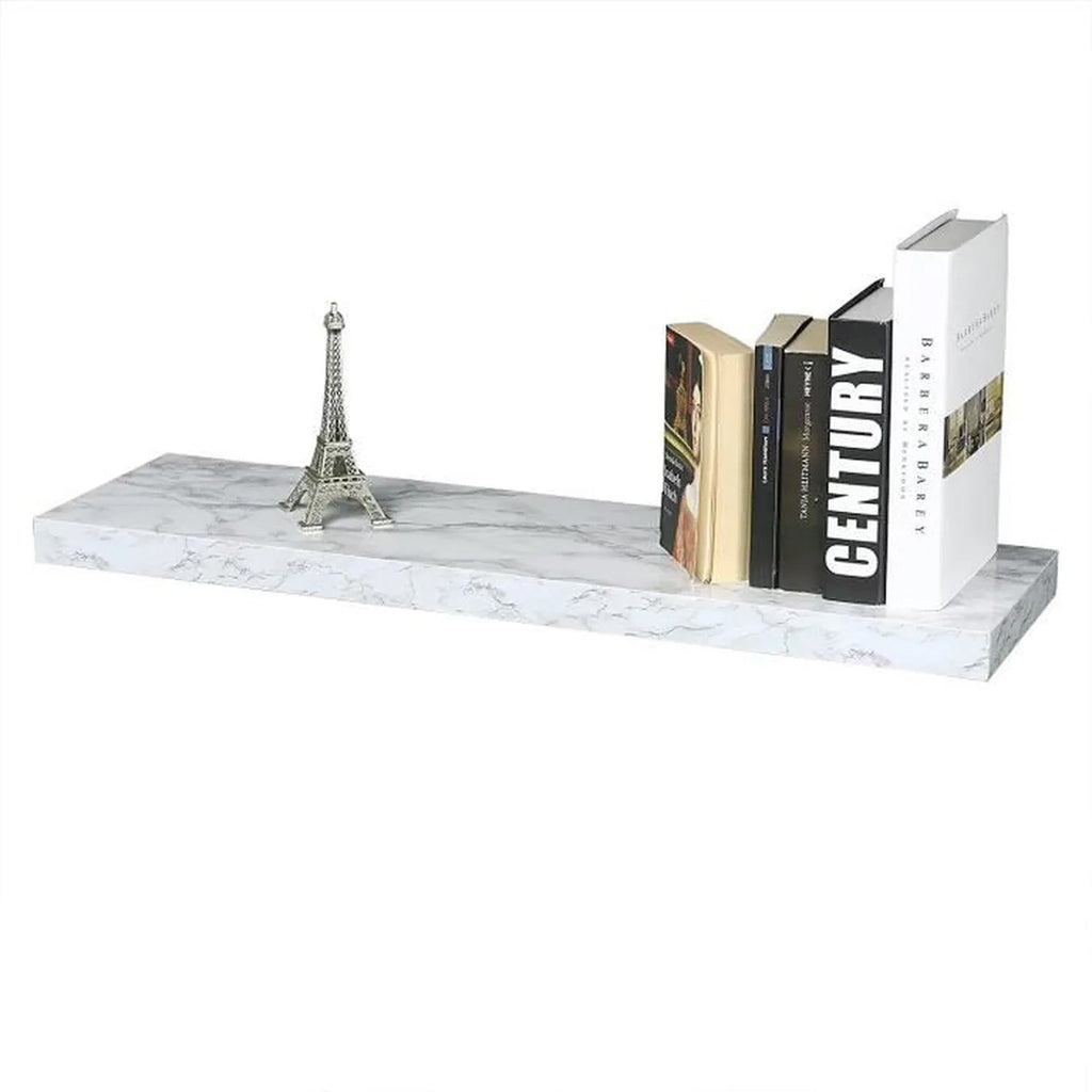 ITY International - Individual Wooden Floating Shelf, 23.6" x 9.25" x 1.5", White Marble - - Mounts For Less