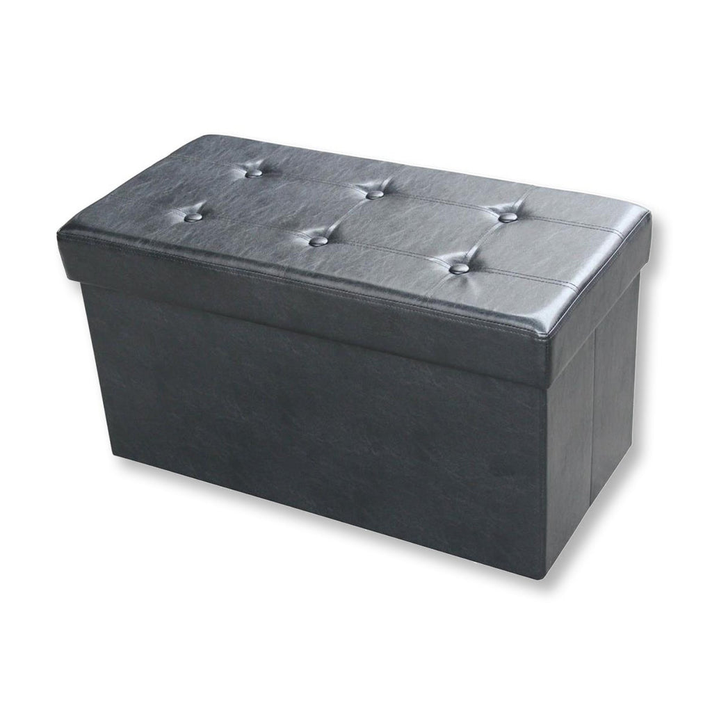 ITY International - Large Folding Ottoman/Footrest with Storage, 30" x 14.75" x 15.75, Black - - Mounts For Less