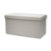 ITY International - Large Plush Fabric Foldable Ottoman/Footrest with Storage, 30" x 15" x 15", White - - Mounts For Less