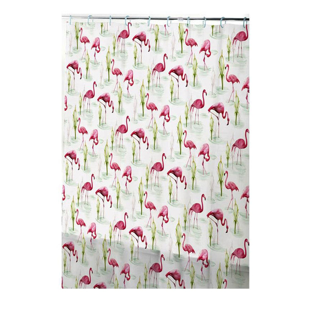 ITY International - Peva Shower Curtain, 71" x 71", Flamingo Pattern - - Mounts For Less